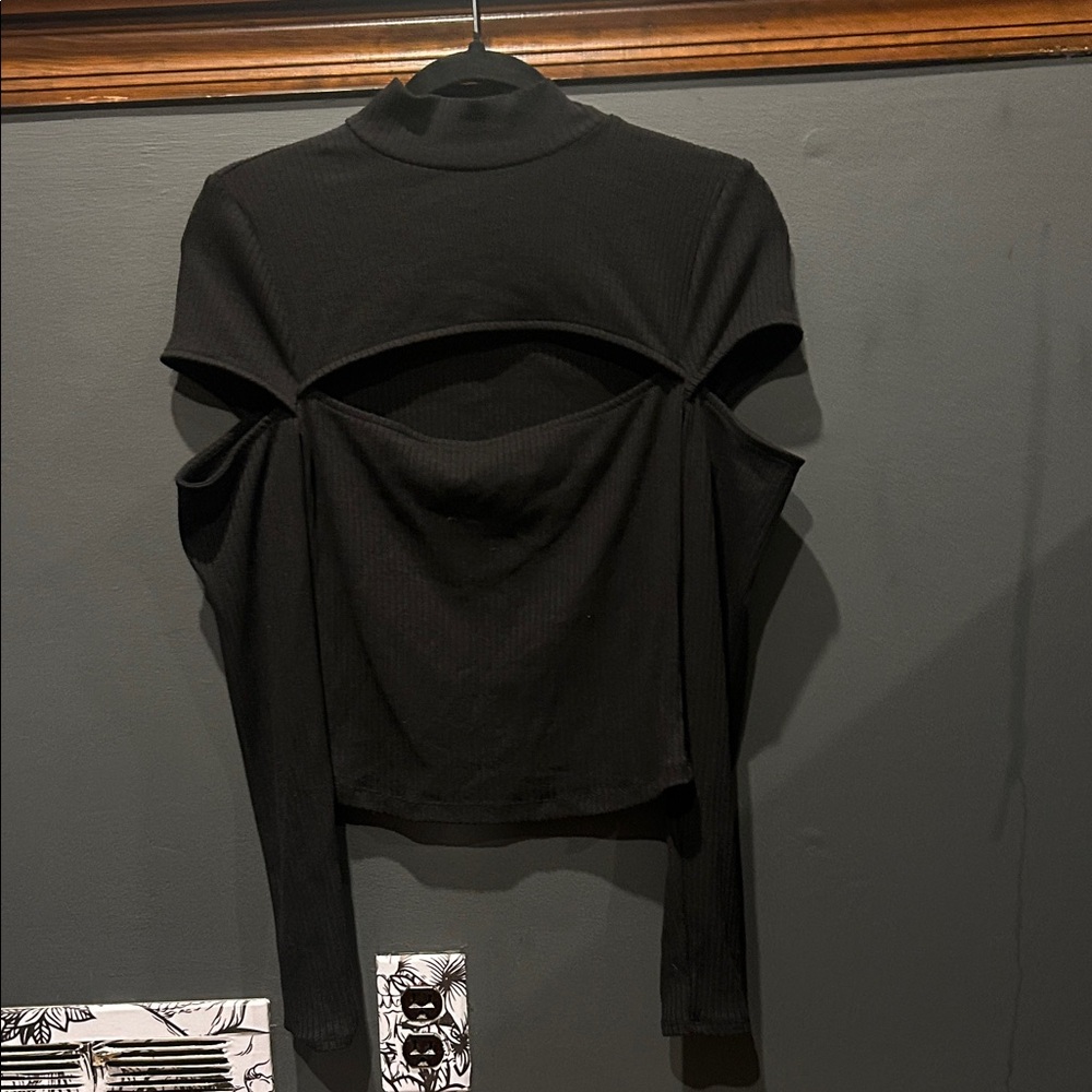 Bar III Black Cut-Out Blouse